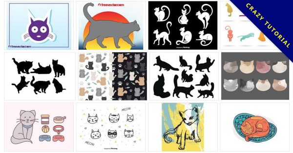 【貓向量圖】84種Illustrator 貓咪向量圖AI檔下載