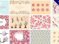 【櫻花素材】70套illustrator 櫻花背景圖案素材下載，櫻花花瓣推薦款