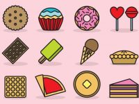 【甜點插畫】33套 Illustrator 甜點插圖下載，甜點logo推薦款