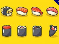 【壽司圖片】36套 Illustrator 壽司卡通圖下載，壽司圖案推薦款