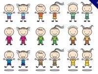 【小孩卡通】38套 Illustrator 小孩圖片下載，小孩剪影推薦款