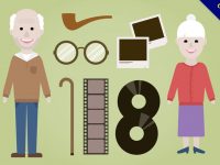 【老人卡通圖】32套 Illustrator 老人q版下載，老人素材推薦款