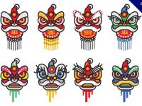 【舞龍舞獅圖案】32套 Illustrator 舞龍舞獅q版圖下載，舞龍舞獅素材推薦款