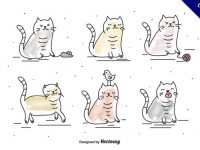 【貓咪q版圖】55套 Illustrator 貓咪圖案下載，貓咪插圖推薦款