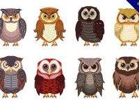 【貓頭鷹圖案】60套 Illustrator 貓頭鷹 q 版圖下載，貓頭鷹卡通圖推薦款