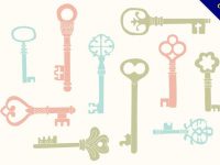【鑰匙圖案】35套 Illustrator 鑰匙符號下載，鑰匙卡通圖推薦款