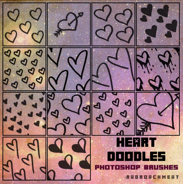 Doodle Hearts 【愛心筆刷】14種PHOTOSHOP 愛心筆刷下載,心型筆刷推薦