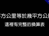 平方公里等於幾平方公尺??   這裡有完整的換算表