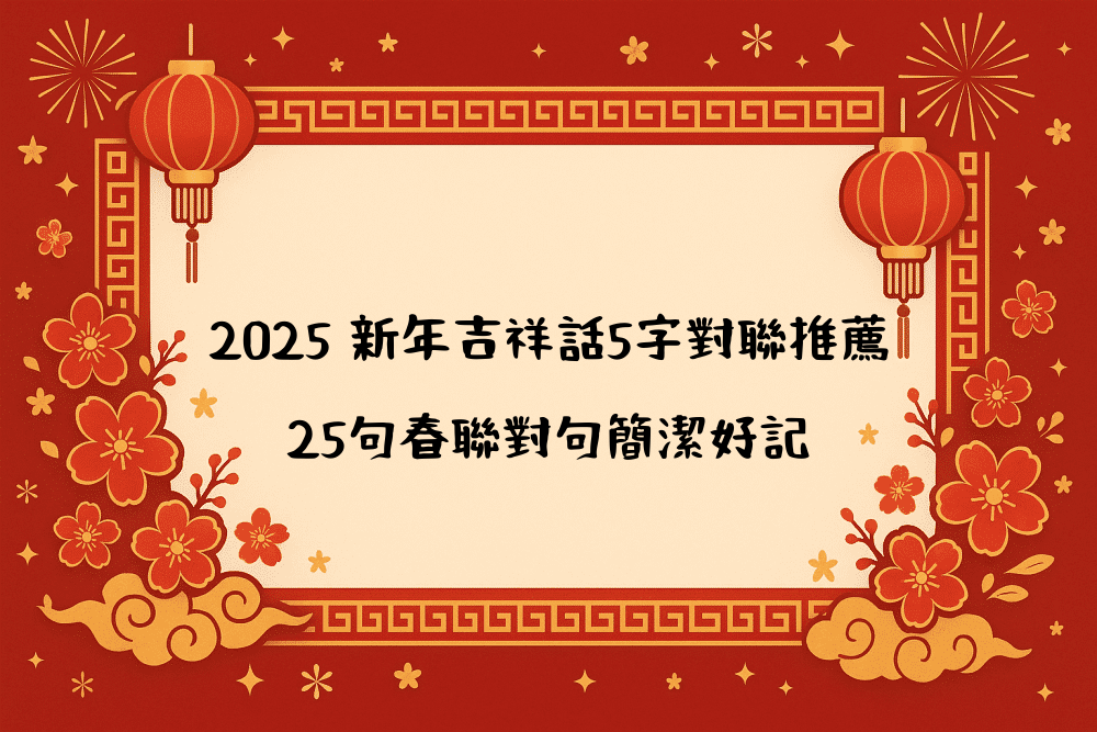 2026 新年吉祥話5字對聯推薦｜25句春聯對句簡潔好記