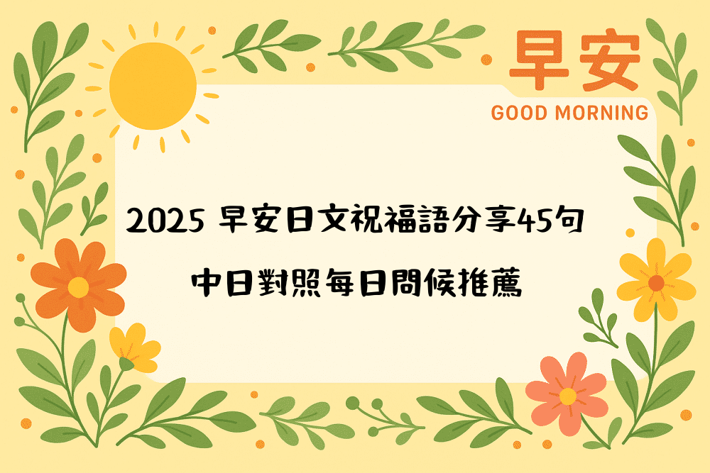 2026 早安日文祝福語分享45句｜中日對照每日問候推薦