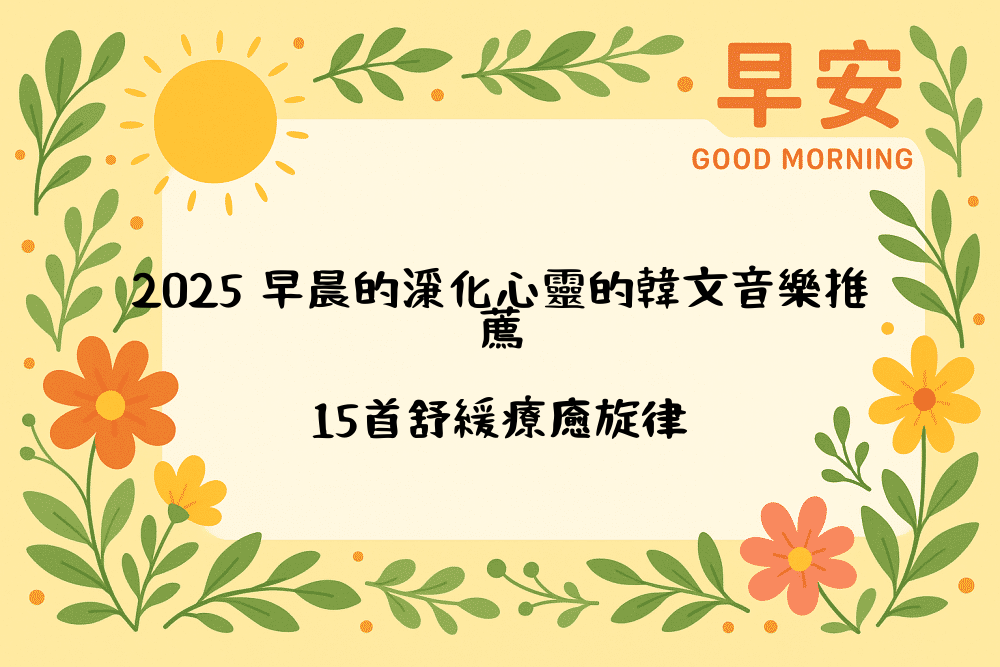 2026 早晨的淨化心靈的韓文音樂推薦｜15首舒緩療癒旋律