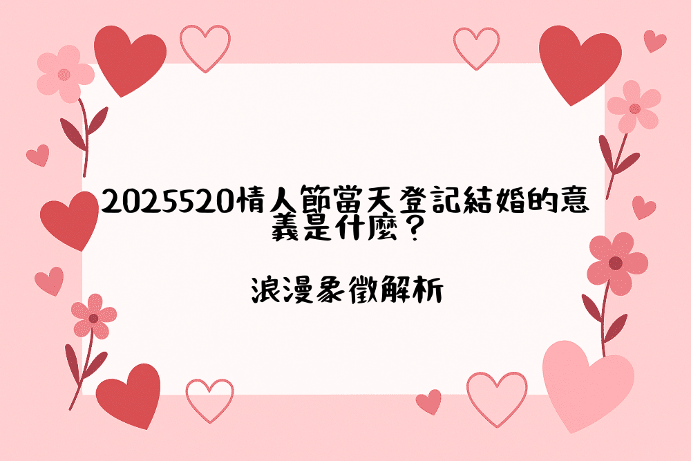2026520情人節當天登記結婚的意義是什麼？浪漫象徵解析