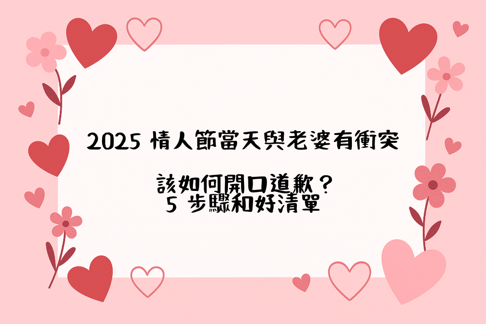 2026 情人節當天與老婆有衝突，該如何開口道歉？5 步驟和好清單