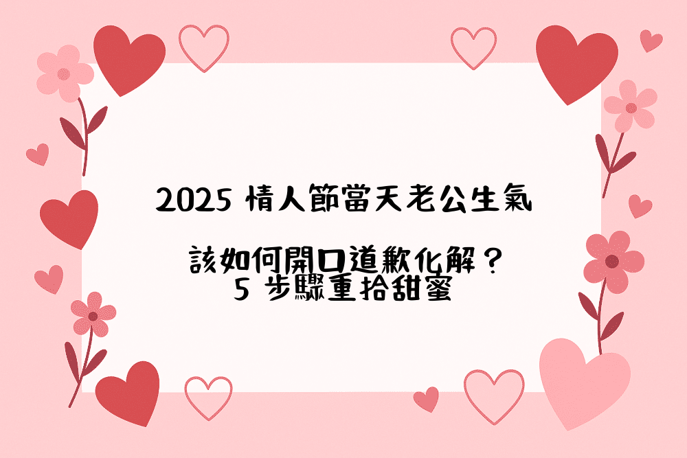 2026 情人節當天老公生氣，該如何開口道歉化解？5 步驟重拾甜蜜