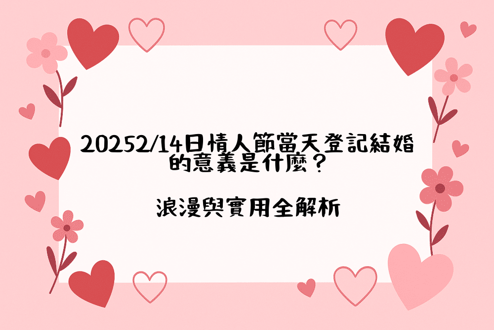 20262/14日情人節當天登記結婚的意義是什麼？浪漫與實用全解析